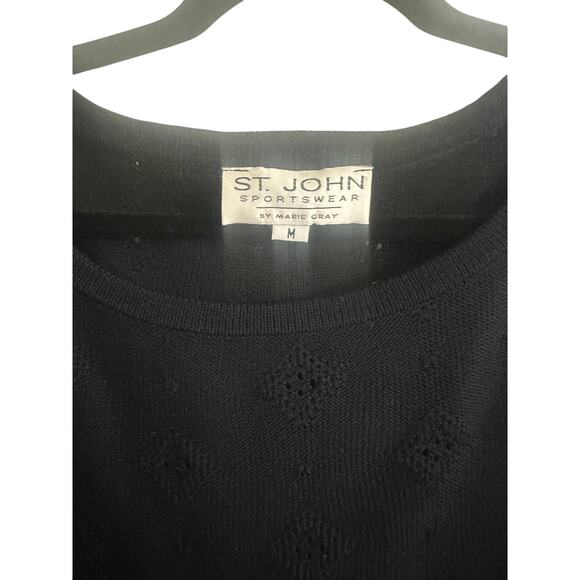 St. John Sportswear by Marie Gray Women's Medium Knit Sweater Black Lace Detail - Picture 3 of 9